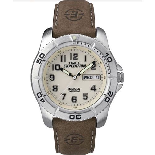 Timex Expedition Traditional  40mm Leather Strap Watch, Color: Silver / White