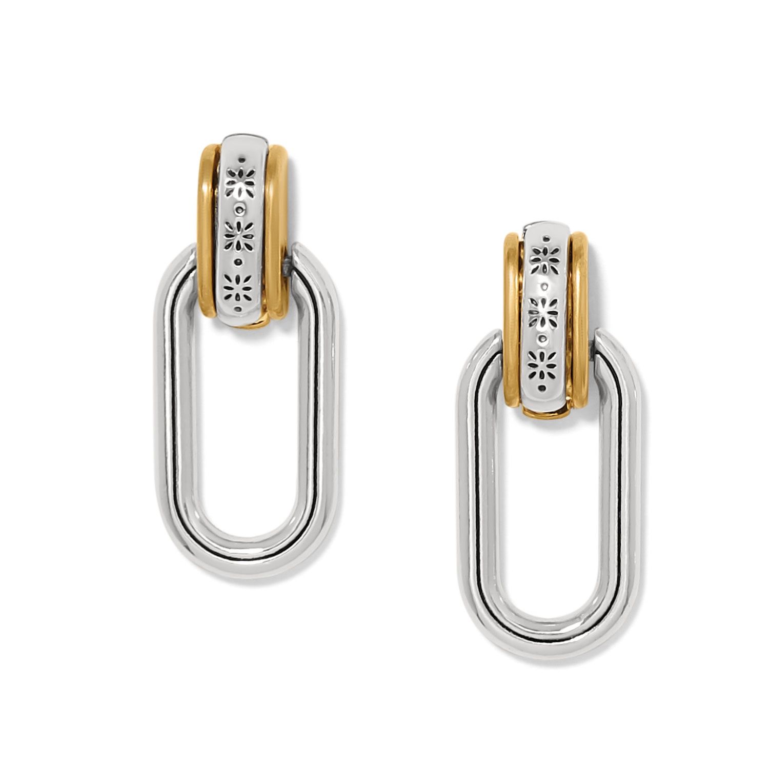 Mosaic Two Tone Post Drop Earrings, Color: Silver/Gold