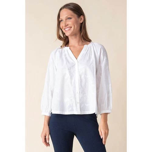 Floral Embroidery Romance Shirt, Color: White, Size: XS