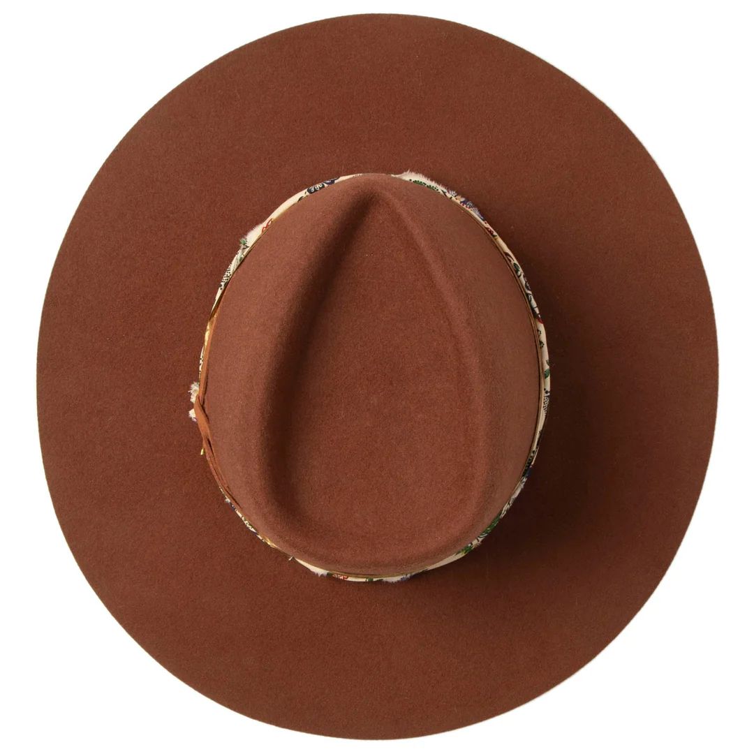 Farrah Women&#39;s Wool Felt Stiff Brim Fedora w/Band, Color: Rust
