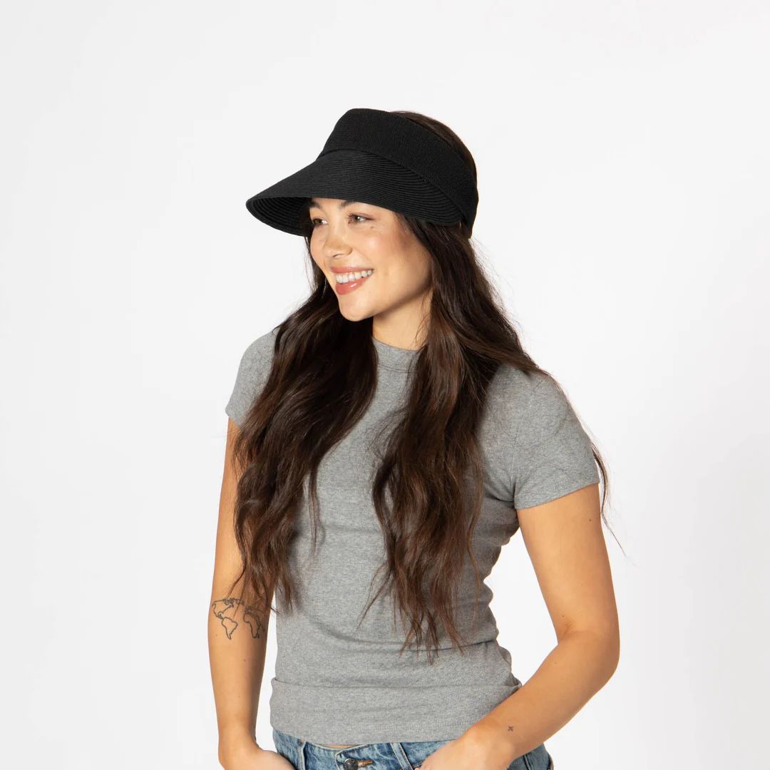Monte Visor w/Crochet Crown &amp; Velcro Closure, Color: Black