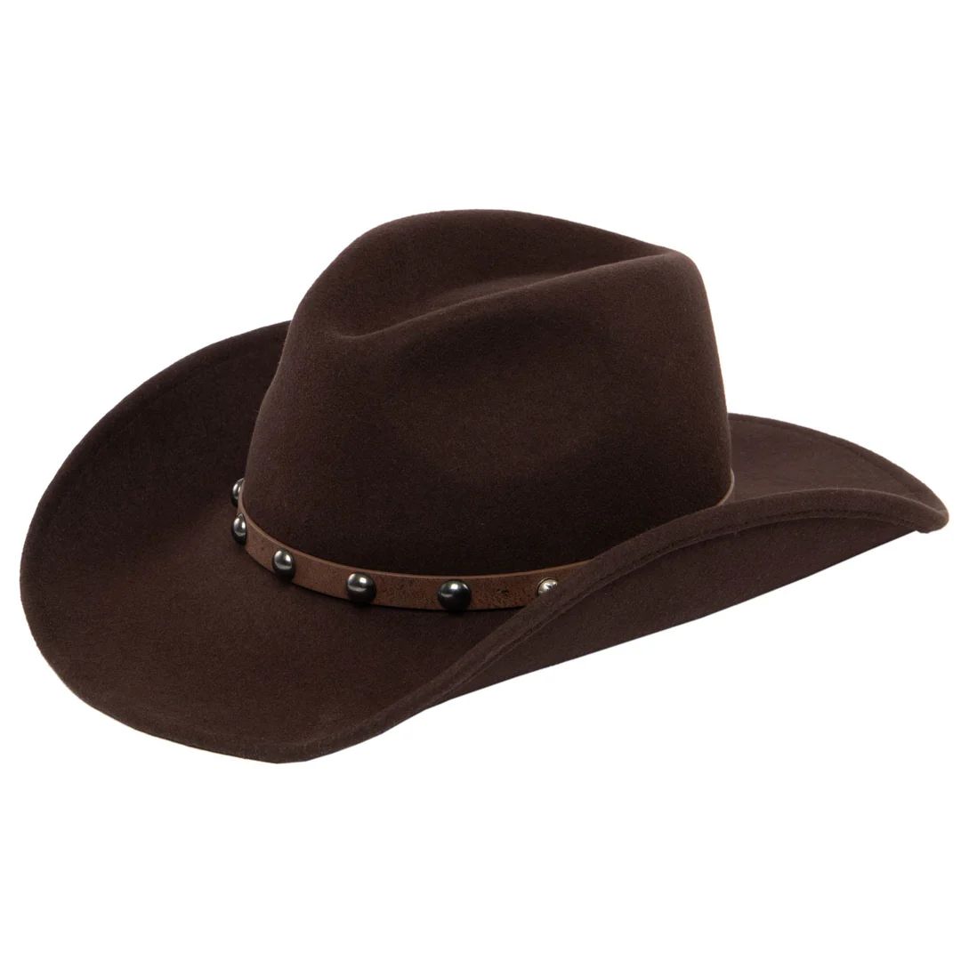 Frye Wool Pinch Crown Cowboy w/Leather Band, Color: Brown