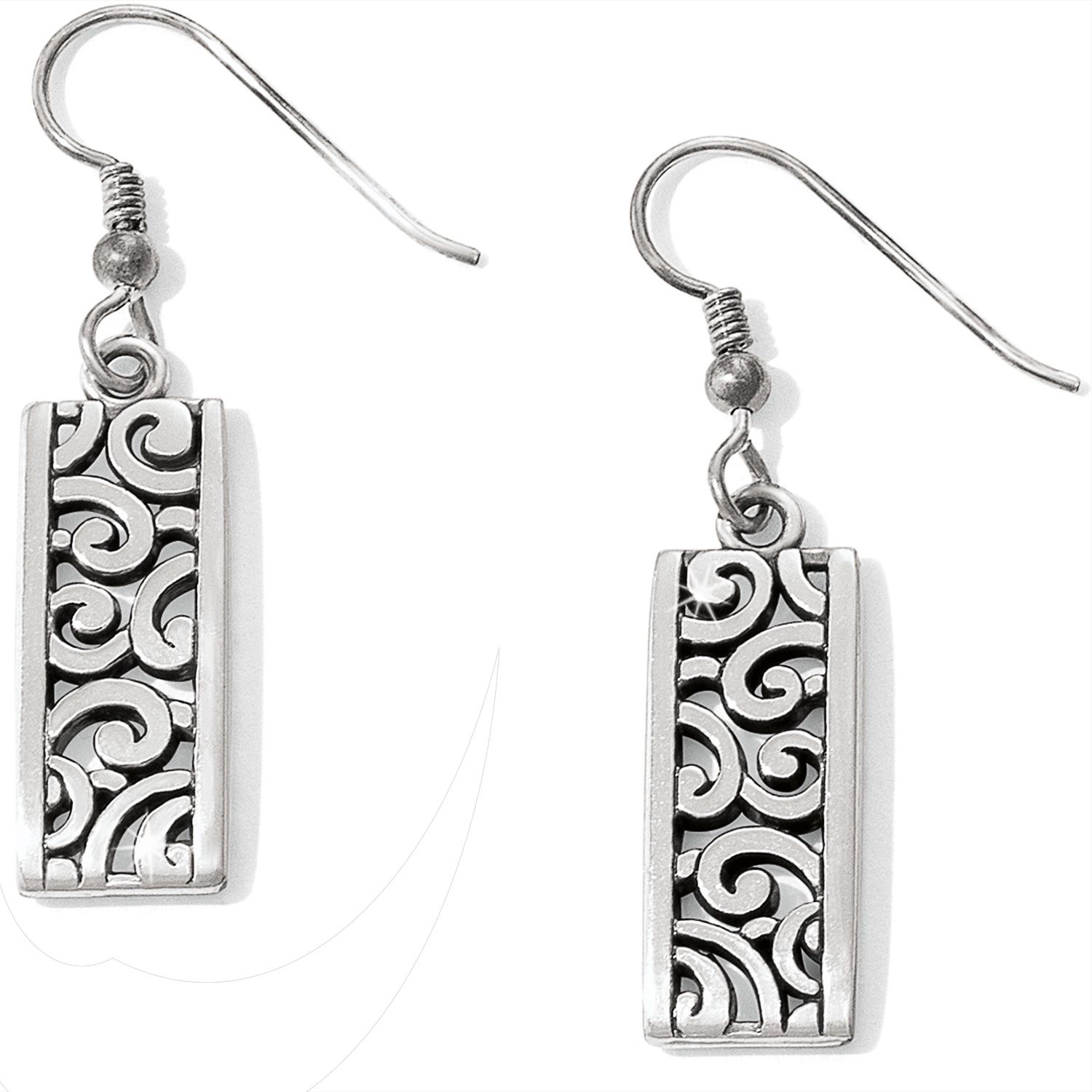 Deco Lace French Wire Earrings, Color: Silver