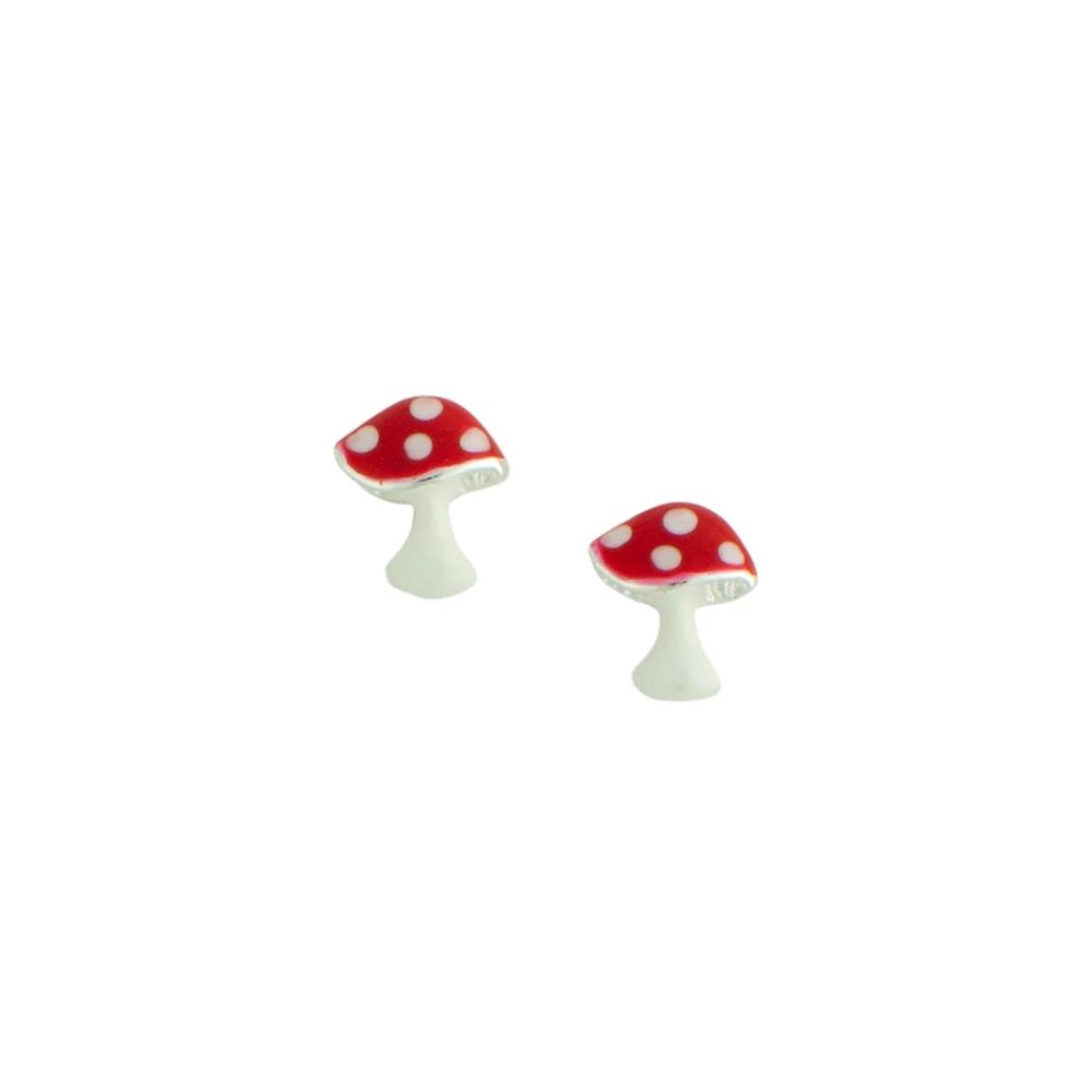 Colorful Mushroom Studs, Color: Silver