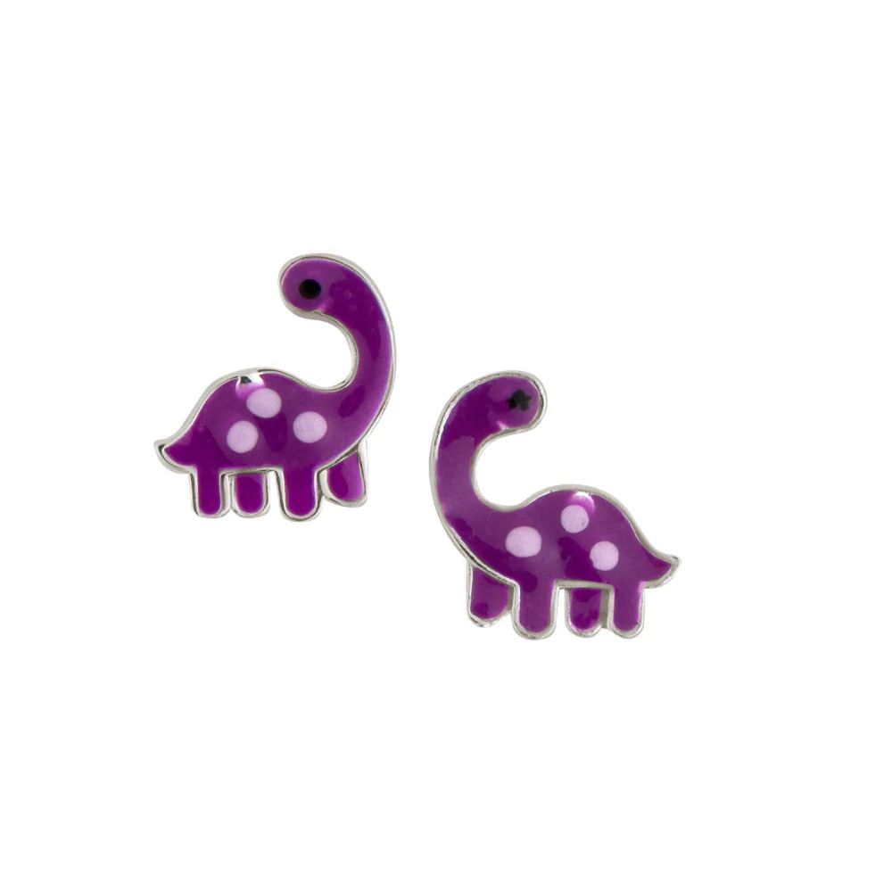 Purple Dinosaurs Studs, Color: Silver