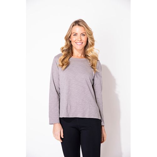 Cotton Slub Boxy Tee, Color: Fog, Size: Small