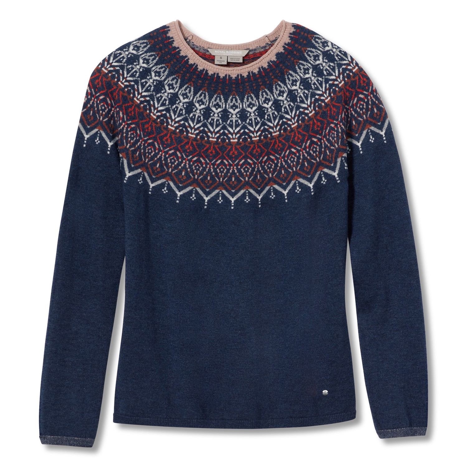 Westlands Fair Isle Women&#39;s Crew Sweater, Color: Deep Blue, Size: Medium