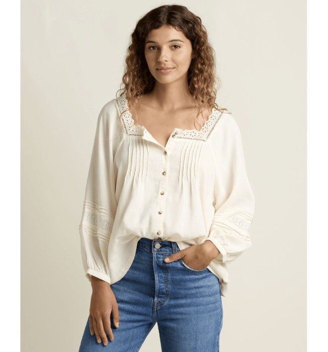 W&#39;s Manzana Peasant L/S Shirt, Color: Egret, Size: XS