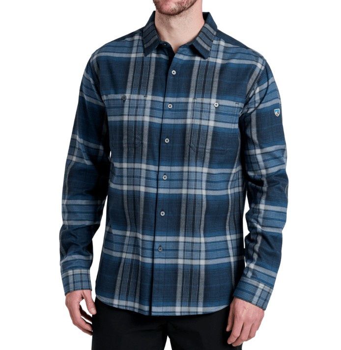 Fugitive Flannel Men&#39;s Long Sleeve Shirt, Color: Blue Ridge, Size: Medium
