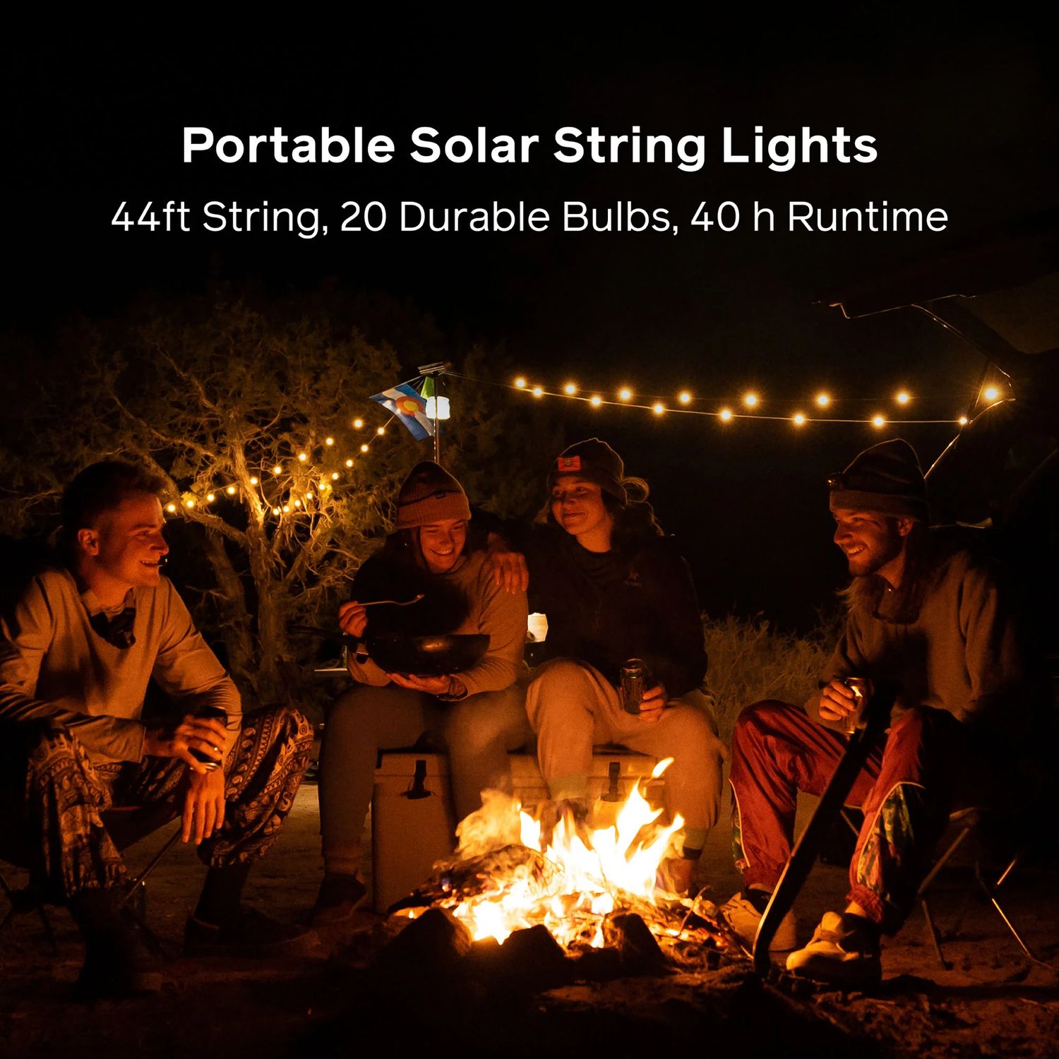 Luci Solar String Lights + Detachable Power Hub: White 44&#39;