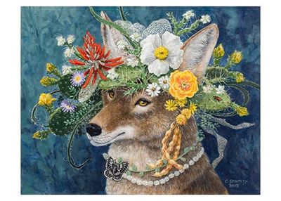 Greeting Card, Coyote In The Garden