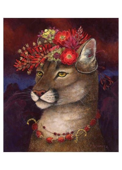 Greeting Card, Cougar In Red