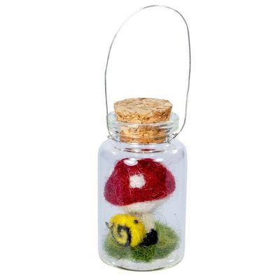 Bottle Ornament, Fairy Mushroom &amp; Snail