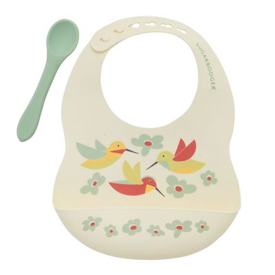 Fresh &amp; Messy Bib+Spoon Set-Hummingbird