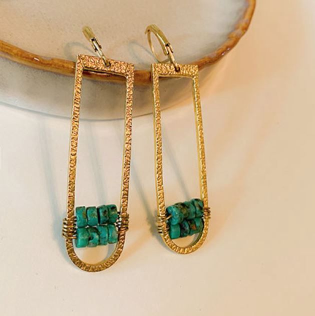 African Turquoise Double Bead Earrings