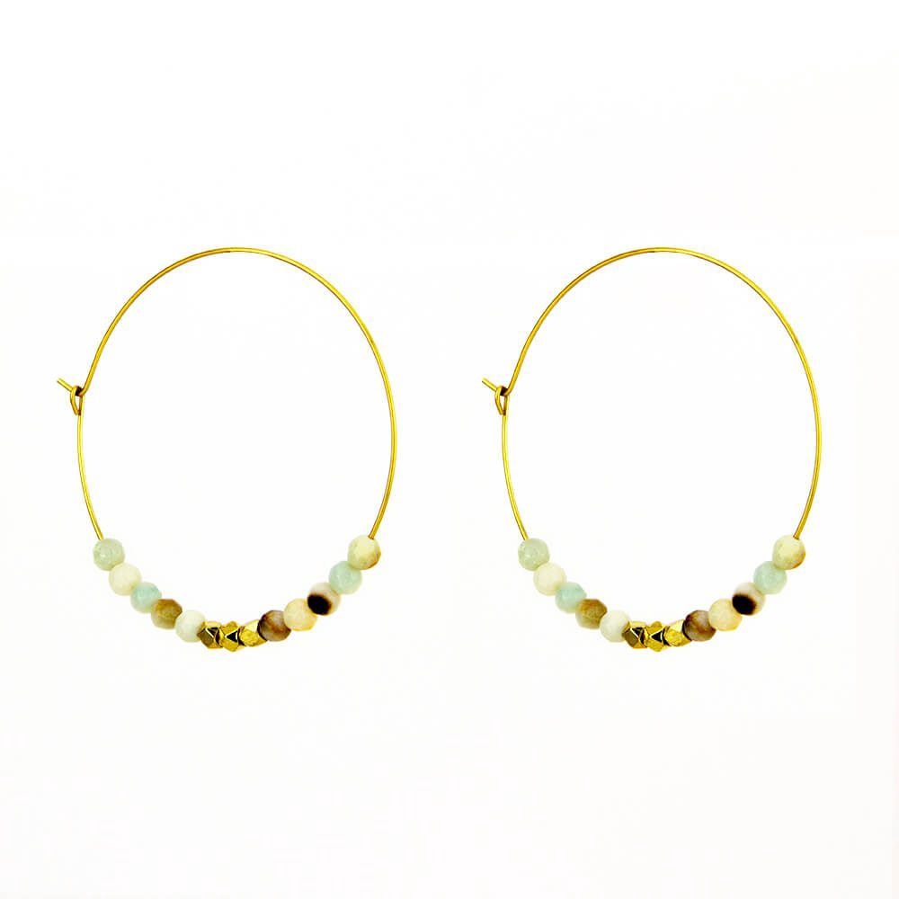 Beaded Hoop Amazonite Earrings