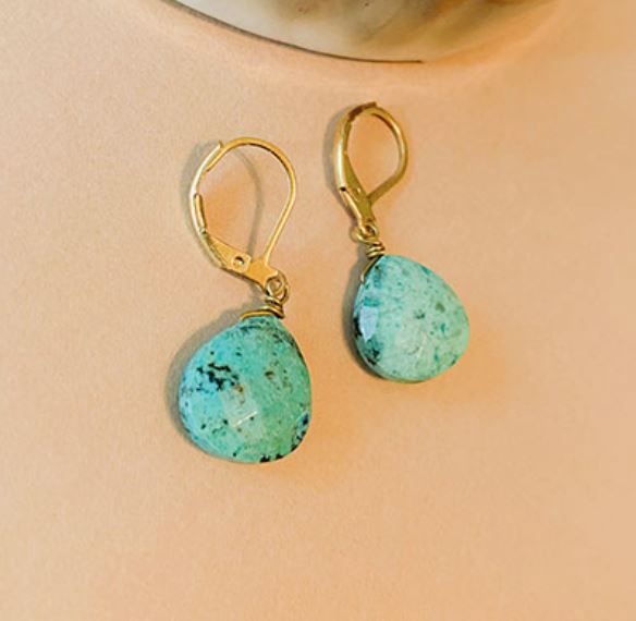 African Turquoise Gem Earrings