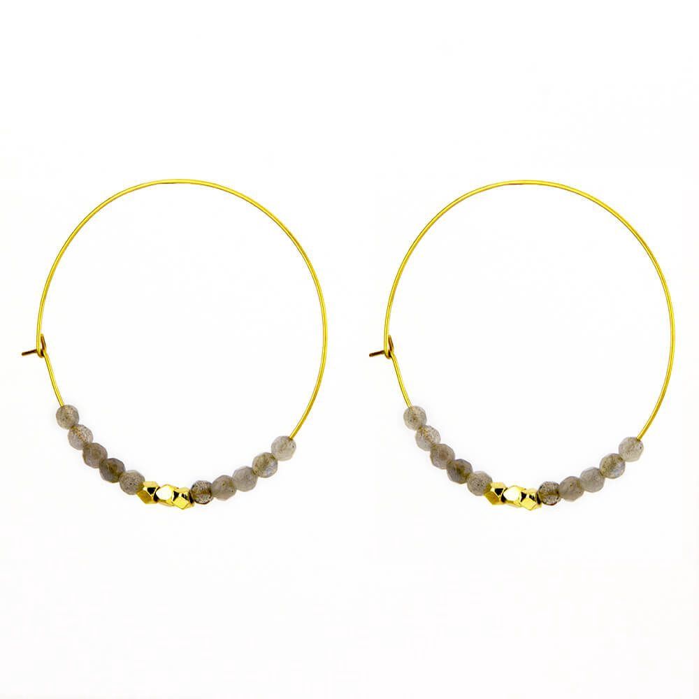 Beaded Hoop Labradorite Earrings
