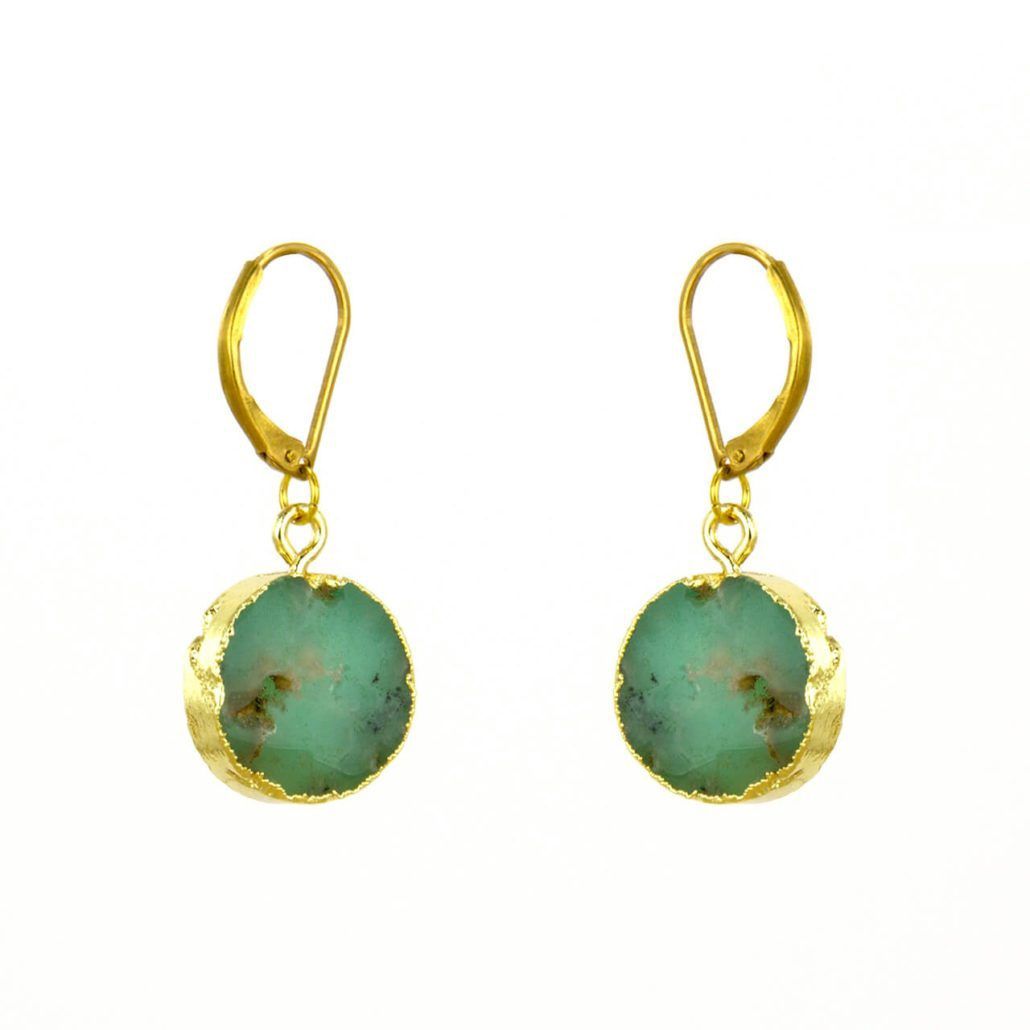 Chrysoprase Circle Earrings
