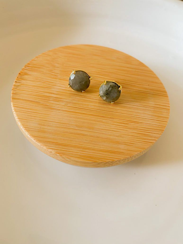 Labradorite Gold Dipped Stud