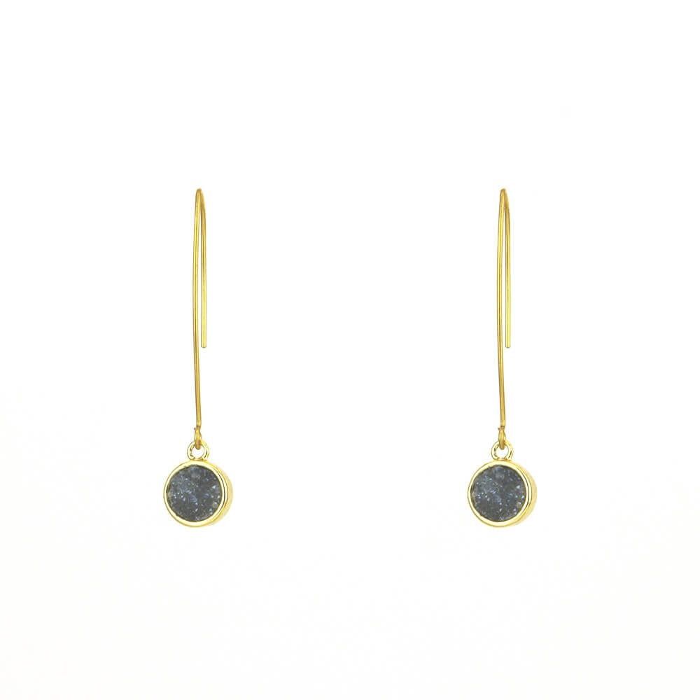 Dainty Blue Druzy Earrings