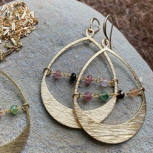 Watermelon Tourmaline Tear Earrings