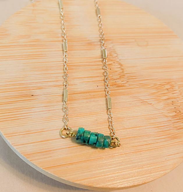 African Turquoise Bar Choker Necklace