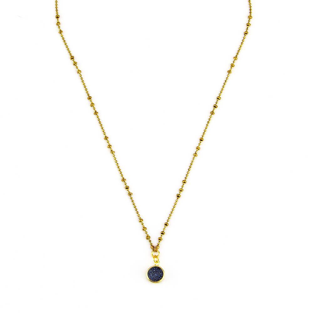 Dainty Blue Druzy Pendant