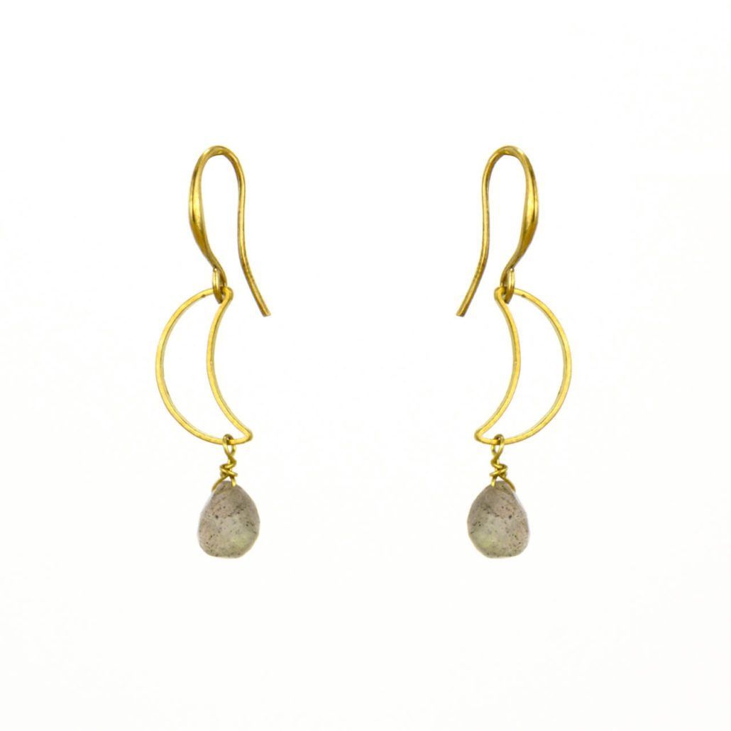 Moon and Labradorite Earrings