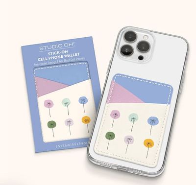Stick-On Cell Phone Wallet - Dotted Palms