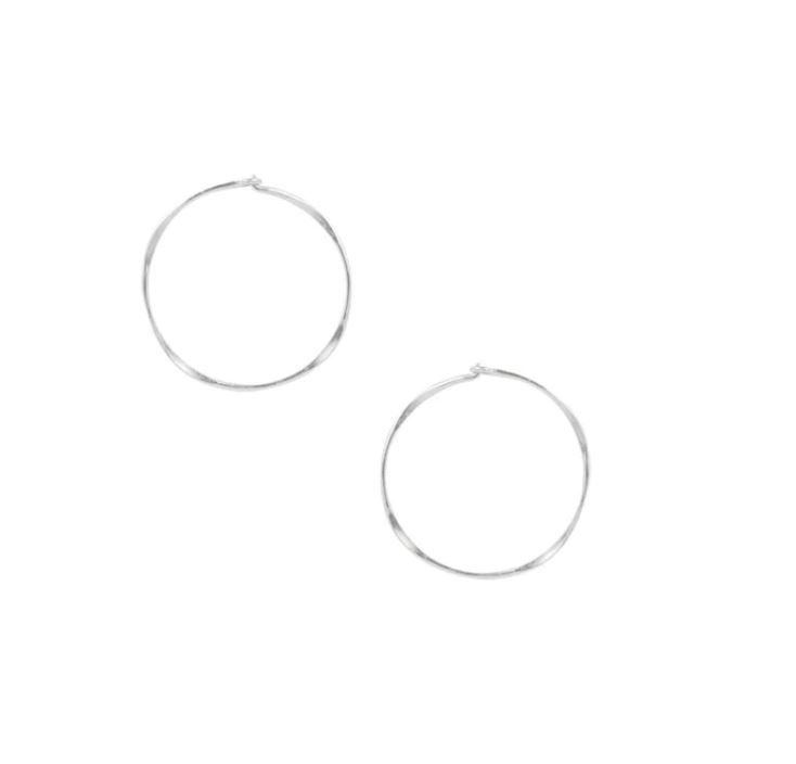 Hammered Sleeper Hoops-Small Silver