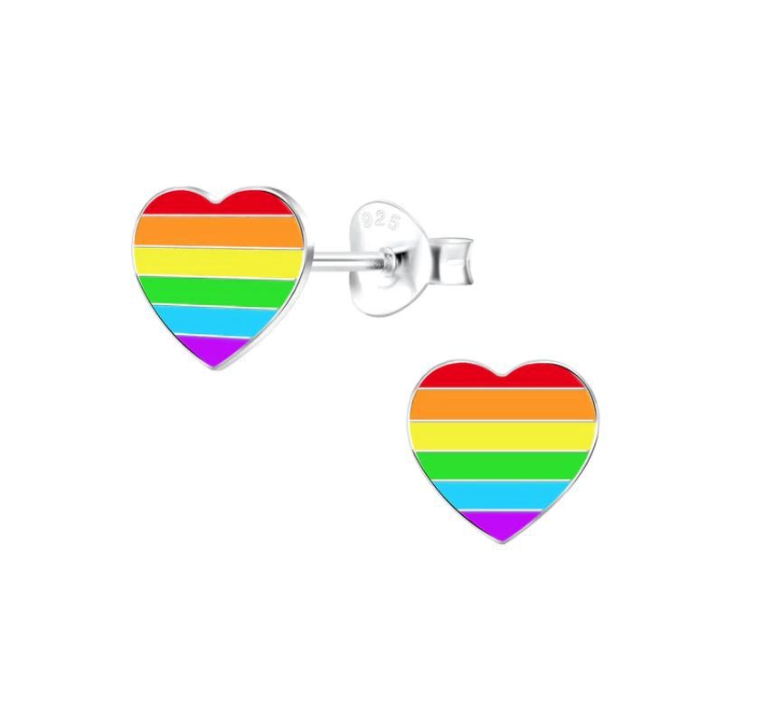 Enamel Rainbow Striped Hearts