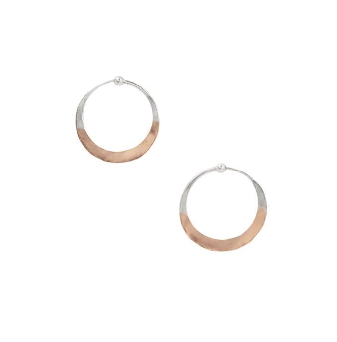 Rose Gold Dipped Hammered Hoop Earrings - 1&quot;