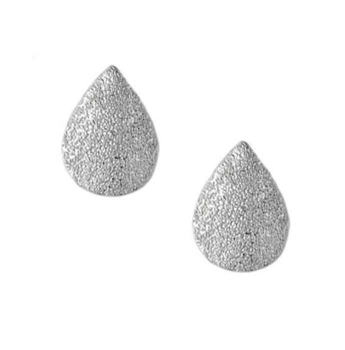 Sandblasted Teardrop Stud Earrings