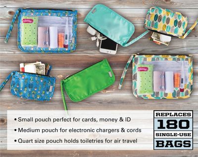 Chicobag Travel Zip Pouches, Set Of 3 - Cactus