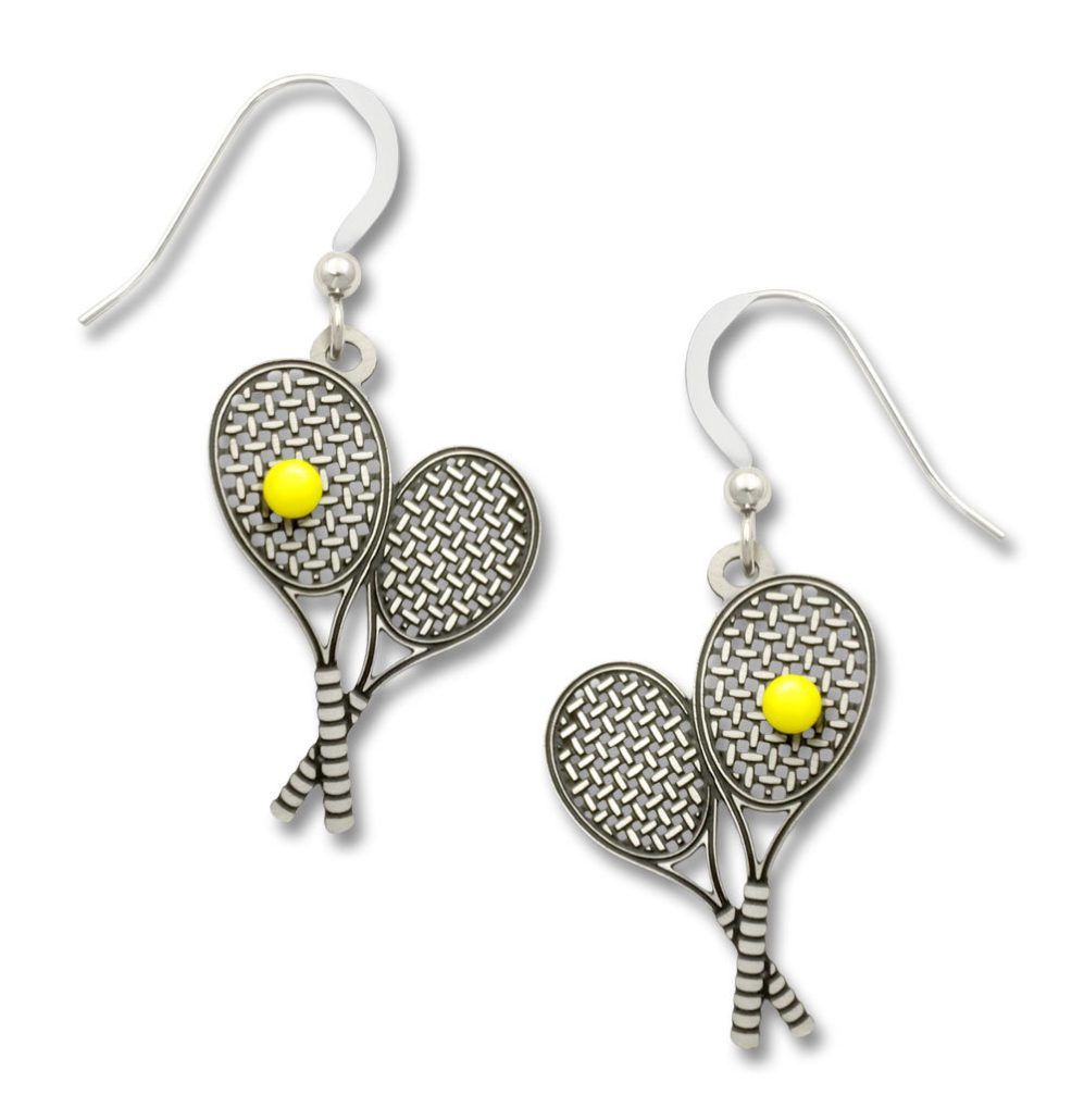 Tennis Racquet with Yellow Ball Earrings