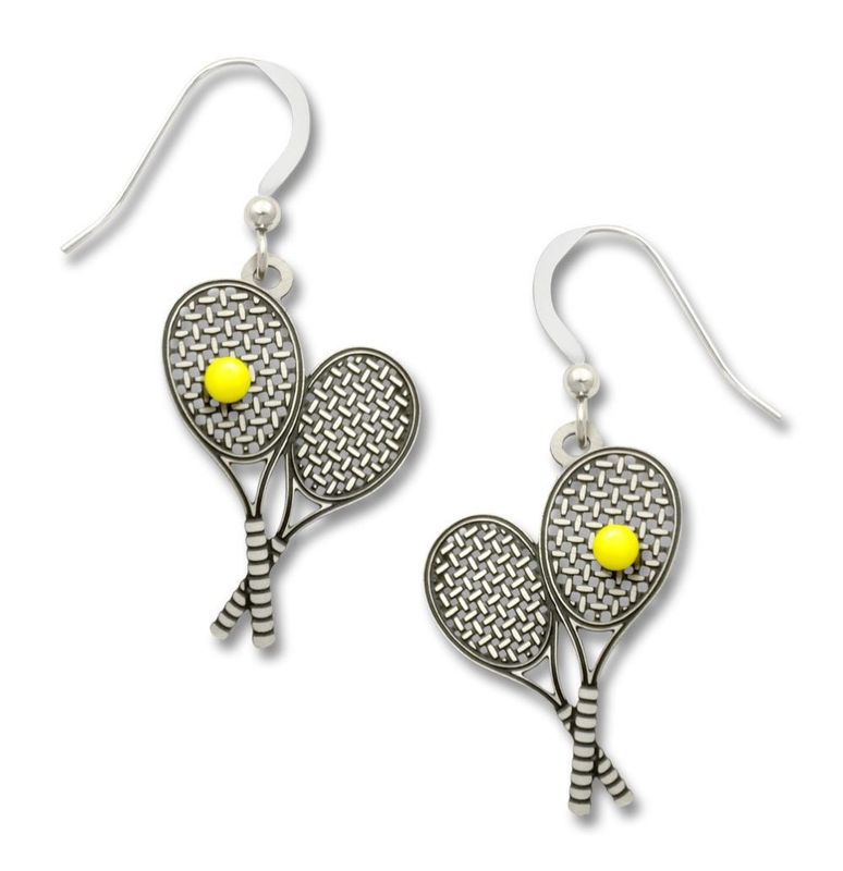 Tennis Racquet with Yellow Ball Earrings