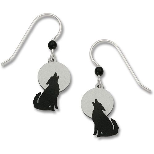 Coyote Howling At Silver Moon Earrings