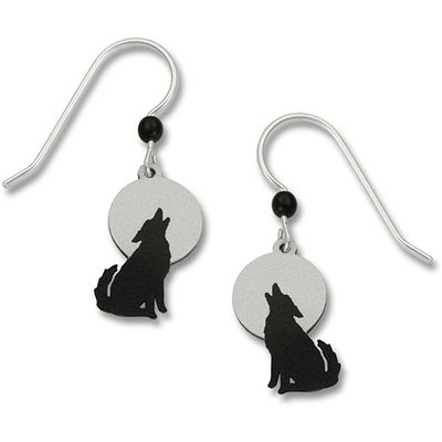 Coyote Howling At Silver Moon Earrings