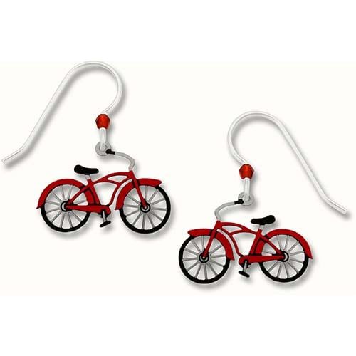 Vintage-Style Red Bicycle Earrings