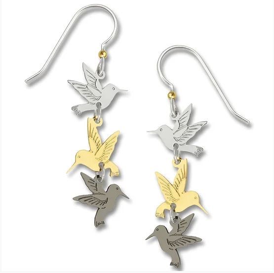 3-Part Plated Hummingbird Earrings