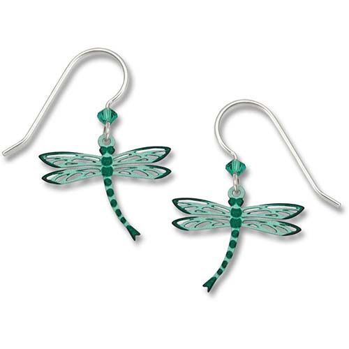 Teal Green Dragonfly Earrings