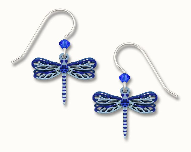 Blue Gem Dragonfly Earrings