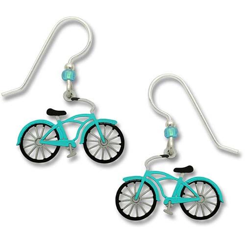 Vintage-Style Aqua Bike Earrings