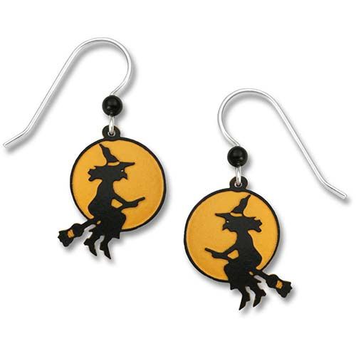 Halloween Witch On Moon Earrings