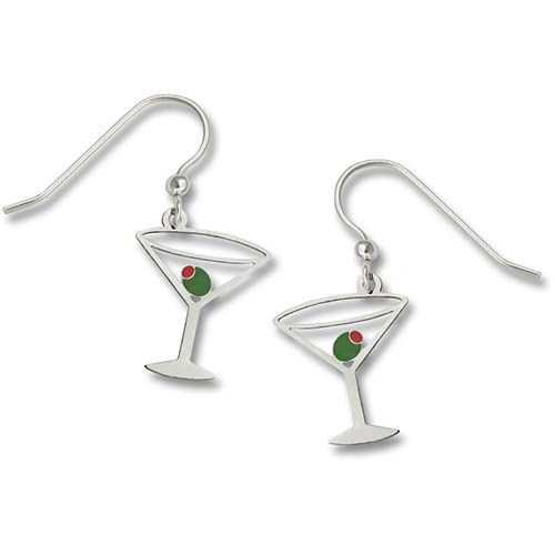 Martini Glass with Olive Earrings