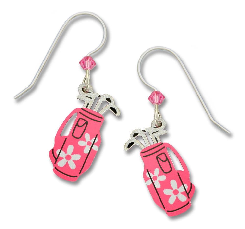 Pink Daisy Golf Bag Earrings