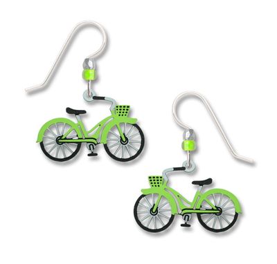Lime Green Bike Earrings - D