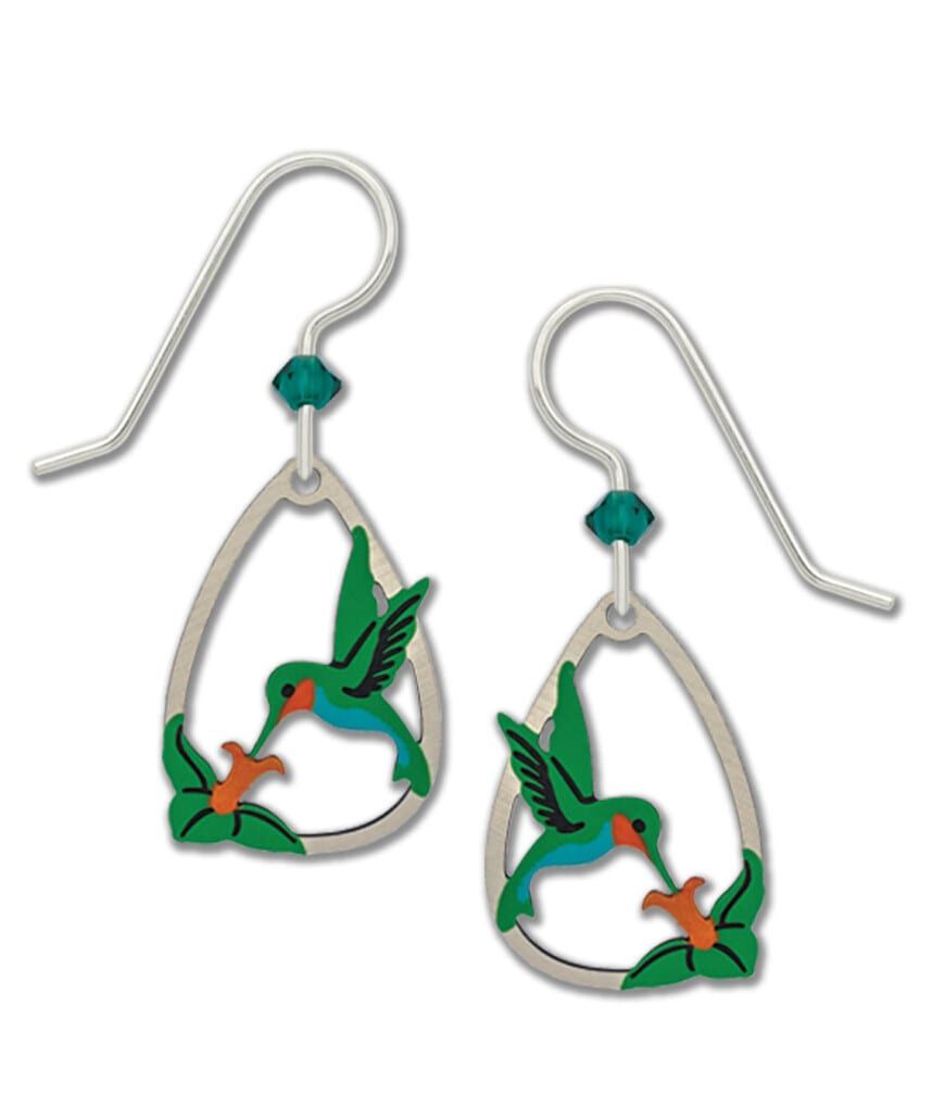 Hummingbird In Teardrop Earrings