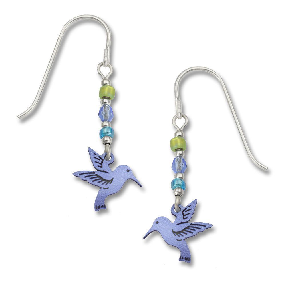 Blue Hummingbird on 5 Beads Earrings